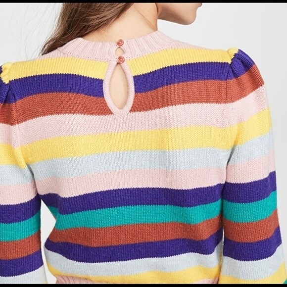 Rachel Antonoff Bridget Puff Sleeve rainbow stripe Sweater - Picture 12 of 16